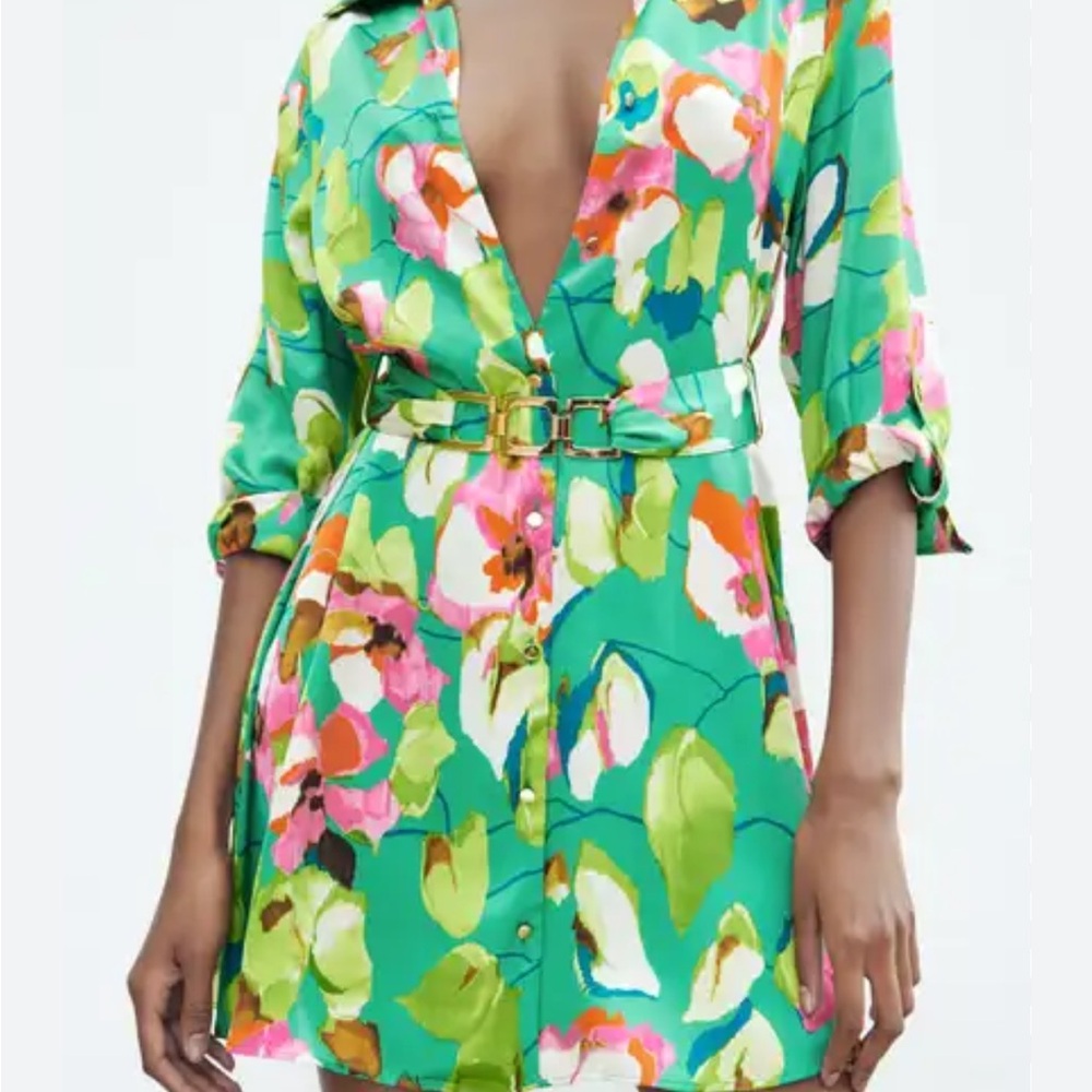Floral Green Zara Dress